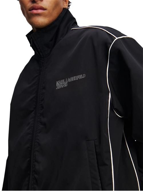 Felpa con zip uomo nera in poliestere Karl Lagerfeld jeans | A2M15014999